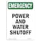 Signmission Safety Sign, OSHA EMERGENCY, 5" Height, Power And Water Shutoff, Portrait OS-EM-D-35-V-10462 - alternate 1